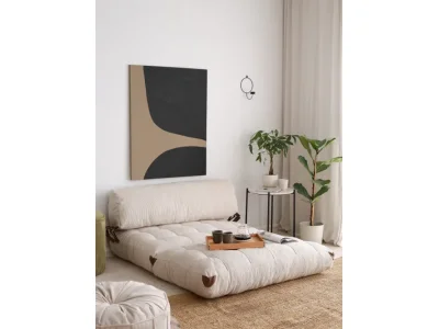 Detail produktu Dvojmiestna futónová rozkladacia pohovka Kadife biela