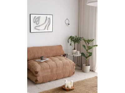 Detail produktu Dvojmiestna futónová rozkladacia pohovka Kadife camel