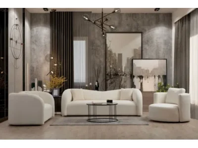 Detail produktu Dvojmiestna pohovka Asos 170 cm bouclé krémová