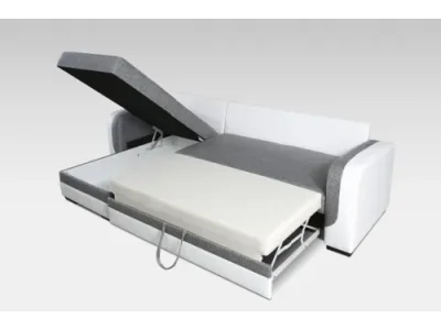 Detail produktu Rohová rozkladacia pohovka Bora čierna/biela