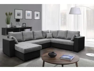 Detail produktu Rohová rozkladacia pohovka s leňoškou Gulliver sivá/čierna