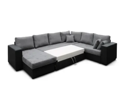 Detail produktu Rohová rozkladacia pohovka s leňoškou Gulliver sivá/čierna