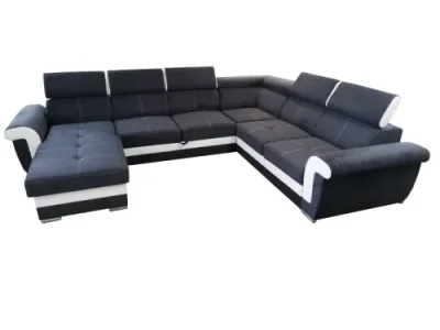 Rohová rozkladacia pohovka s leňoškou Luxor čierna/biela