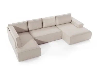 Detail produktu Rohová rozkladacia sedacia súprava Fiord U2 140 349 cm Poso 100 krémovo biela