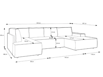 Detail produktu Rohová rozkladacia sedacia súprava Fiord U2 140 349 cm Poso 100 krémovo biela