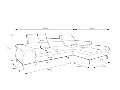 Detail produktu Rohová sedacia súprava Blues M sivá pravá