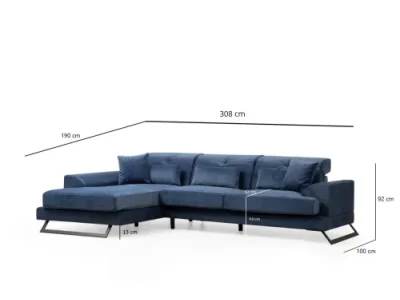 Detail produktu Rohová sedacia súprava Frido 308 cm modrá ľavá