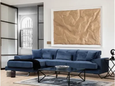 Detail produktu Rohová sedacia súprava Frido 308 cm modrá ľavá