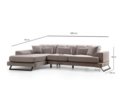 Detail produktu Rohová sedacia súprava Frido 308 cm svetlosivá ľavá