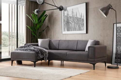 Rohová sedacia súprava Horizon 250 cm tmavosivá ľavá
