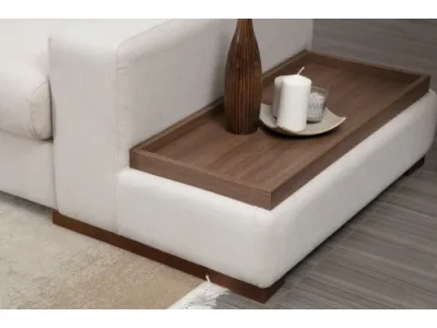 Detail produktu Rohová sedacia súprava Loop 312 cm s odkladacím stolíkom béžová ľavá