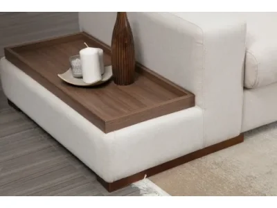 Detail produktu Rohová sedacia súprava Loop 312 cm s odkladacím stolíkom béžová pravá