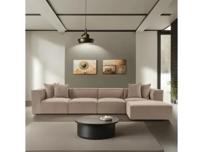 Detail produktu Rohová sedacia súprava Sora 430 cm cappucino pravá