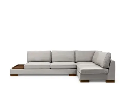 Rohová sedacia súprava Tulip 313 cm s odkladacím stolíkom svetlosivá pravá