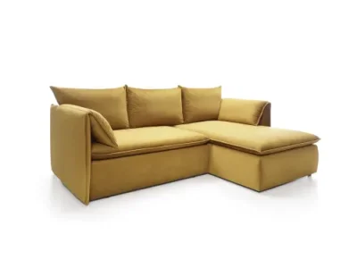 Rohová sedacia súprava zlatá žltá pravá