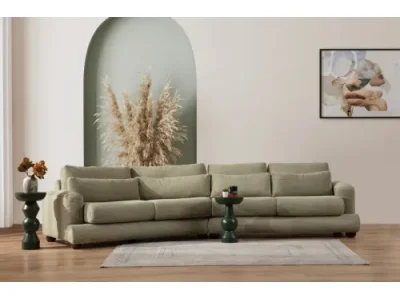 Štvormiestna pohovka River 330 cm ľavá zelená