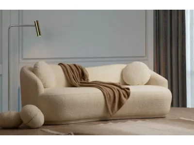 Trojmiestna pohovka Ancona 225 cm boucle krémová