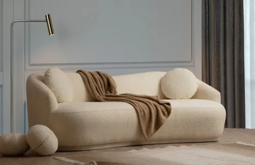 Trojmiestna pohovka Ancona 225 cm boucle krémová