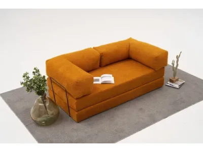 Trojmiestna rozkladacia futonová pohovka Comfort 190 cm oranžová