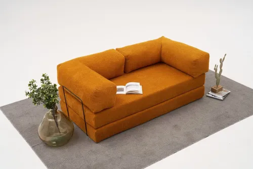 Trojmiestna rozkladacia futonová pohovka Comfort 190 cm oranžová