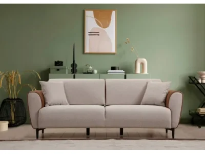 Trojmiestna rozkladacia pohovka Aren 215 cm béžová/škoricová