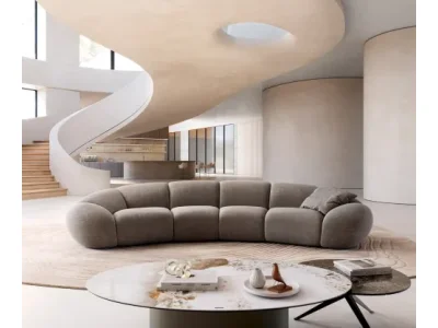 Detail produktu DELIFE Veľká pohovka Lunna 360x175 cm texturovaná látka mäkká taupe 2 vankúše