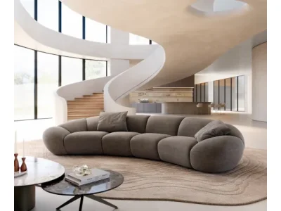 Detail produktu DELIFE Veľká pohovka Lunna 360x175 cm texturovaná látka mäkká taupe 2 vankúše