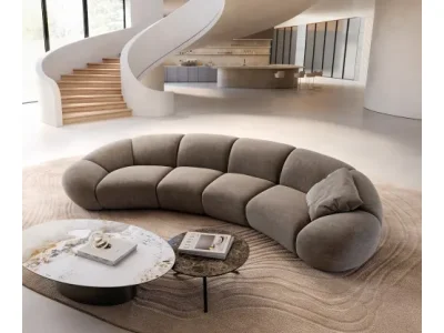 Detail produktu DELIFE Veľká pohovka Lunna 360x175 cm texturovaná látka mäkká taupe 2 vankúše