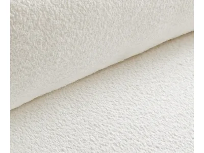 Detail produktu DELIFE Rohová pohovka Sirpio 230x155 cm bouclé krémovo biela ležadlo variabilné s taburetom