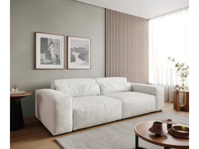 DELIFE Veľká pohovka Sirpio 230x95 cm bouclé bielo-béžová