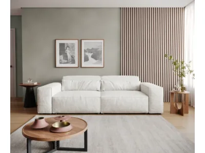 Detail produktu DELIFE Veľká pohovka Sirpio 230x95 cm bouclé bielo-béžová