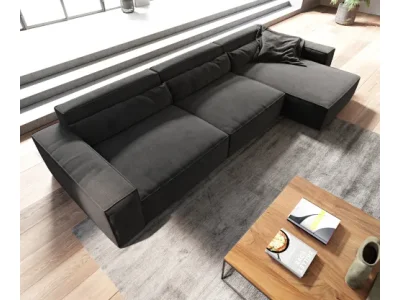 Detail produktu DELIFE Rohová pohovka Sirpio XL 370x170 cm mikrovlákno čierna variabilné ležadlo