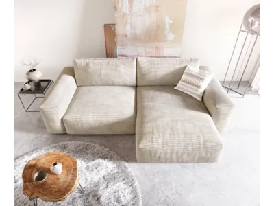 Detail produktu DELIFE Rohová pohovka Lanzo XL 270x180 cm manšester béžová variabilné ležadlo