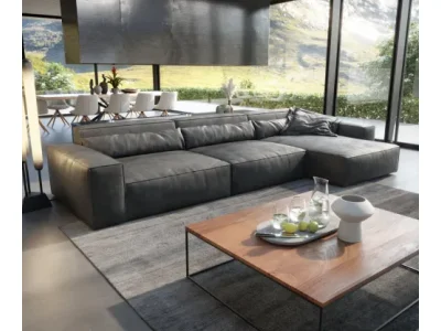 DELIFE Rohová pohovka Sirpio XL 370x170 cm imitácia kože vintage antracitová