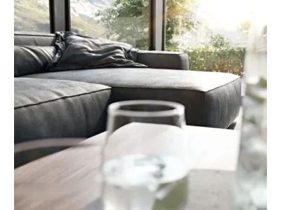 Detail produktu DELIFE Rohová pohovka Sirpio XL 370x170 cm imitácia kože vintage antracitová