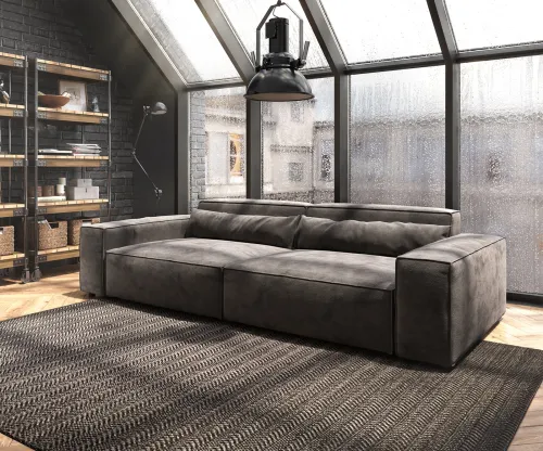 DELIFE Veľká pohovka Sirpio XL 270x130 cm mikrovlákno khaki-hnedá