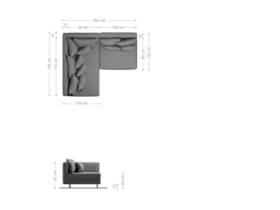 Detail produktu DELIFE Rohová pohovka Clovis antracitová vintage vzhľad ležadlo ľavá modulárna pohovka