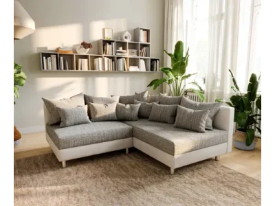 DELIFE Rohová pohovka Clovis biela svetlosivá modulárna pohovka ležadlo pravá