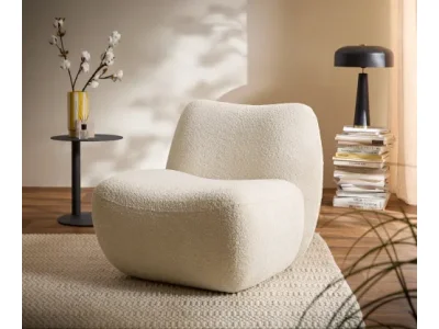 DELIFE Lounge kreslo Zena 75x85 cm bouclé biela