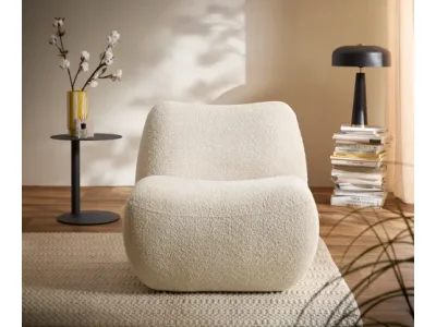 Detail produktu DELIFE Lounge kreslo Zena 75x85 cm bouclé biela