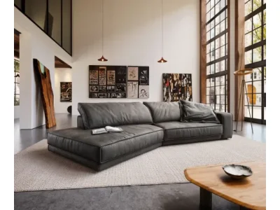 Detail produktu DELIFE Veľká pohovka Snoosh 400x150 cm mikrovlákno čierna vintage ležadlo ľavé