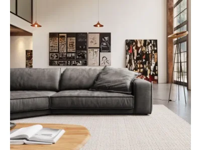 Detail produktu DELIFE Veľká pohovka Snoosh 400x150 cm mikrovlákno čierna vintage ležadlo ľavé