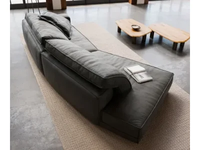 Detail produktu DELIFE Veľká pohovka Snoosh 400x150 cm mikrovlákno čierna vintage ležadlo ľavé