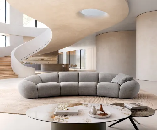 DELIFE Veľká pohovka Lunna 360x175 cm štruktúrovaná látka mäkká sivá 2 vankúše