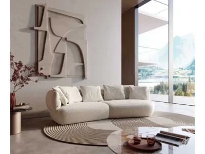 DELIFE Pohovka Roya 320x140 cm bouclé bielo-krémová