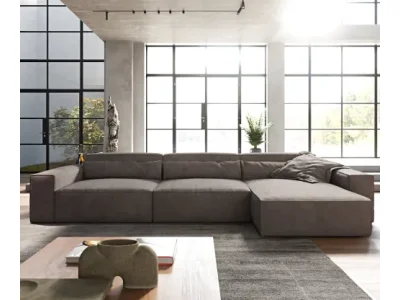 Detail produktu DELIFE Rohová pohovka Sirpio XL 370x170 cm mikrovlákno khaki-hnedá variabilné ležadlo