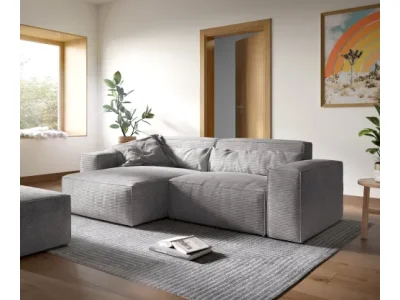 DELIFE Rohová pohovka Sirpio XL 270x170 cm manšester strieborno sivá variabilné ležadlo s taburetom