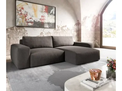 DELIFE Rohová pohovka Lanzo XL 270x180 cm mikrovlákno khaki-hnedá variabilné ležadlo