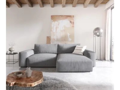Detail produktu DELIFE Rohová pohovka Lanzo XL 270x180 cm mikrovlákno sivá variabilné ležadlo