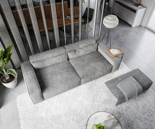 DELIFE Veľká pohovka Sirpio XL 270x130 cm mikrovlákno taupe s taburetom